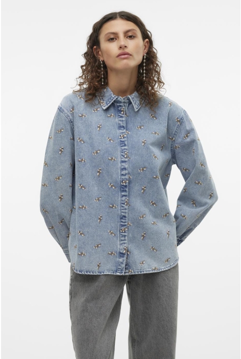 Vero Moda vmophelia ls long emb denim shirt