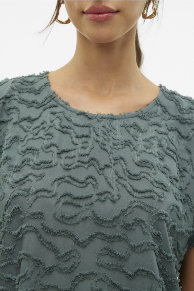 VMOROSE C/S O-NECK TOP WVN BTQ 10317601 Balsam Green