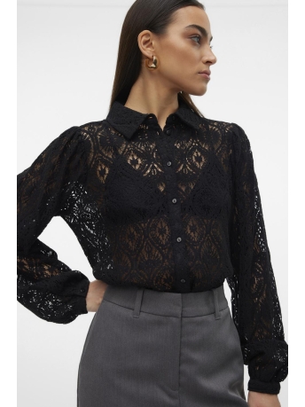 Vero Moda Blouse VMOBENA L/S LACE SHIRT WVN BTQ 10316280 BLACK