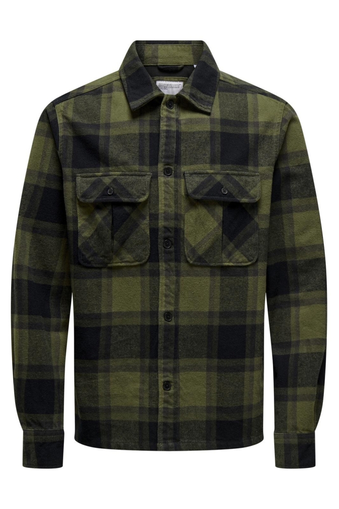 ONSCEDRIC LIFE CHECK OVERSHIRT NOOS 22030843 FOREST NIGHT