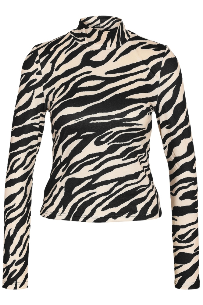 NMDESTINY L/S TURTLENECK TOP JRS NO 27030646 BLACK/ZEBRA