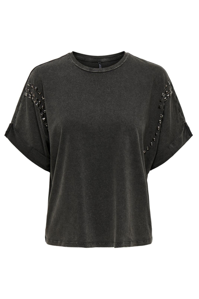 ONLLUCY LIFE S/S LOOSE STUDS TOP JR 15321031 BLACK /FRONT STUD