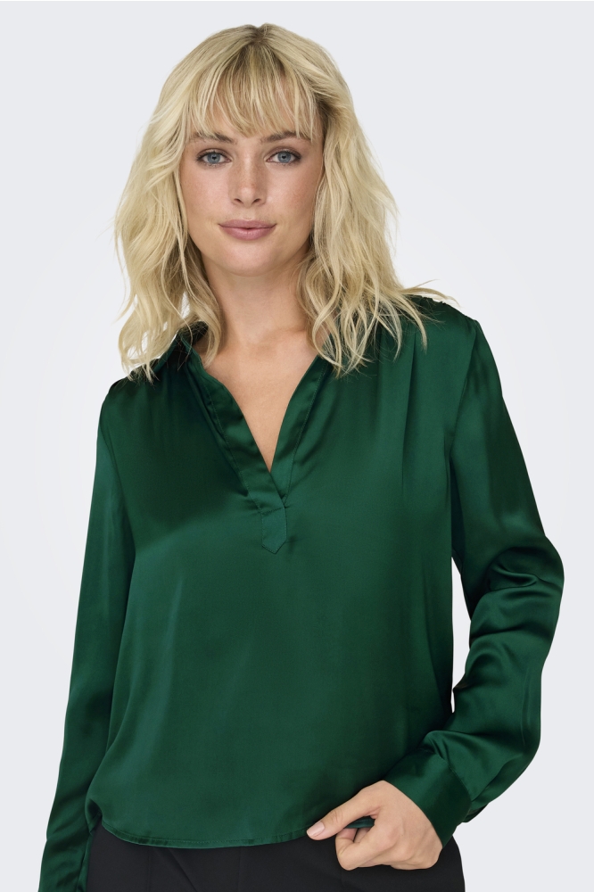 ONLZORA LS V-NECK COLLAR TOP WVN 15303375 EVERGREEN