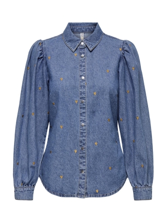 Only Blouse ONLROCCO LS EMB SHIRT GUA DNM 15339765 MEDIUM BLUE DENIM/EMB