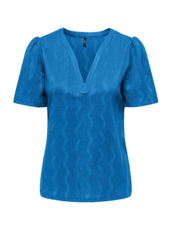 Only T-shirt ONLDIA S/S V-NECK PLEAT TOP CS JRS 15333479 DIRECTOIRE BLUE