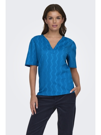 Only T-shirt ONLDIA S/S V-NECK PLEAT TOP CS JRS 15333479 DIRECTOIRE BLUE