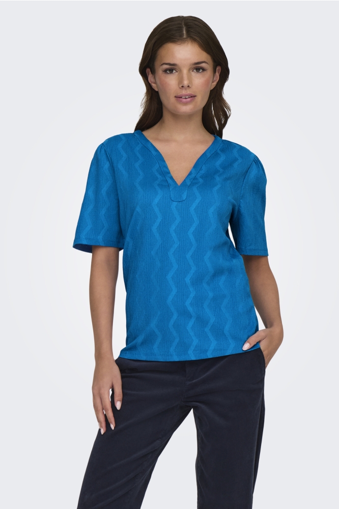 ONLDIA S/S V-NECK PLEAT TOP CS JRS 15333479 DIRECTOIRE BLUE