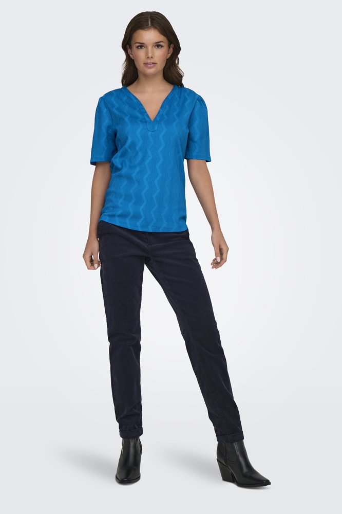 ONLDIA S/S V-NECK PLEAT TOP CS JRS 15333479 DIRECTOIRE BLUE