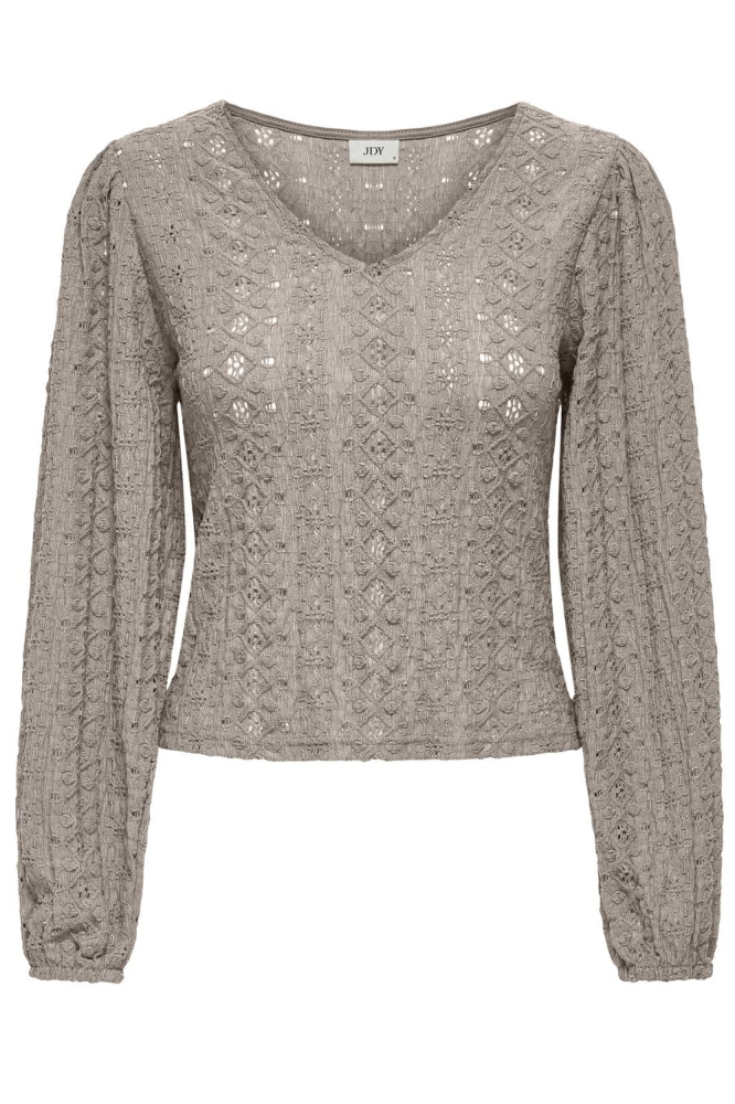 JDYDASHEL L/S LACE TOP JRS 15297383 CHATEAU GRAY