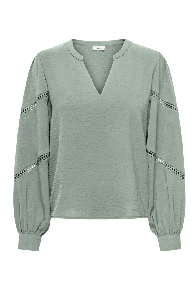 JDYLION L/S V-NECK VOLUME TOP WVN 15333336 ICEBERG GREEN