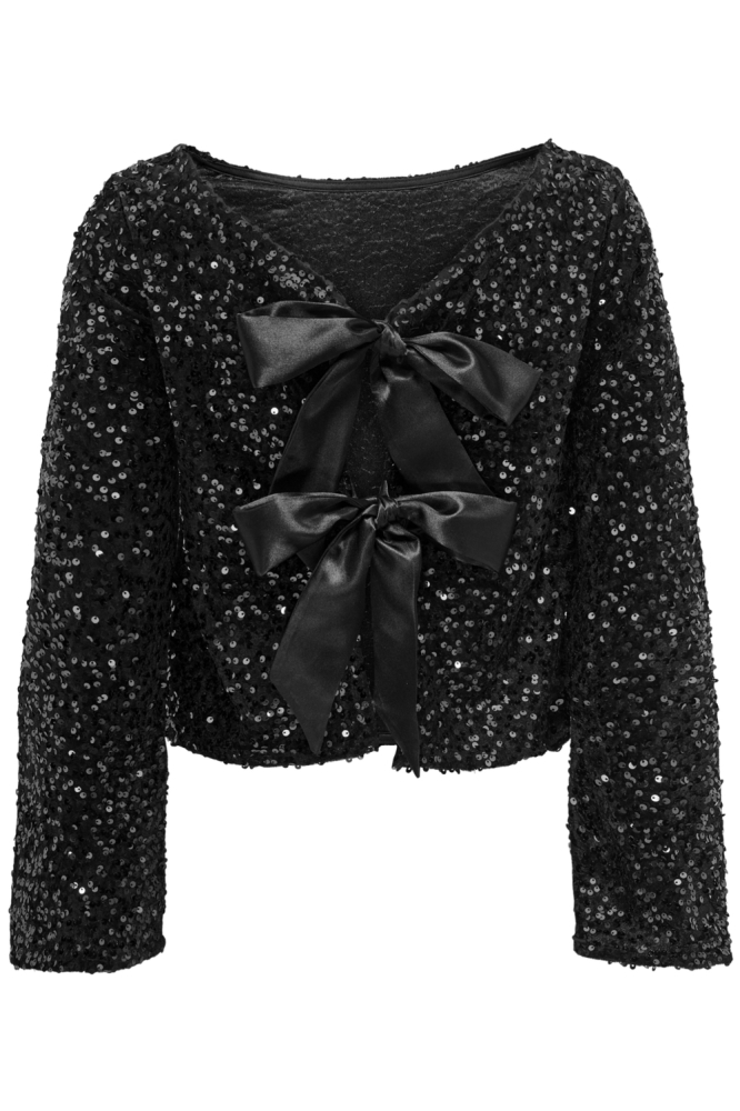 JDYSARA L/S BOW SEQUINS TOP JRS 15337655 Black/BLACK BOW