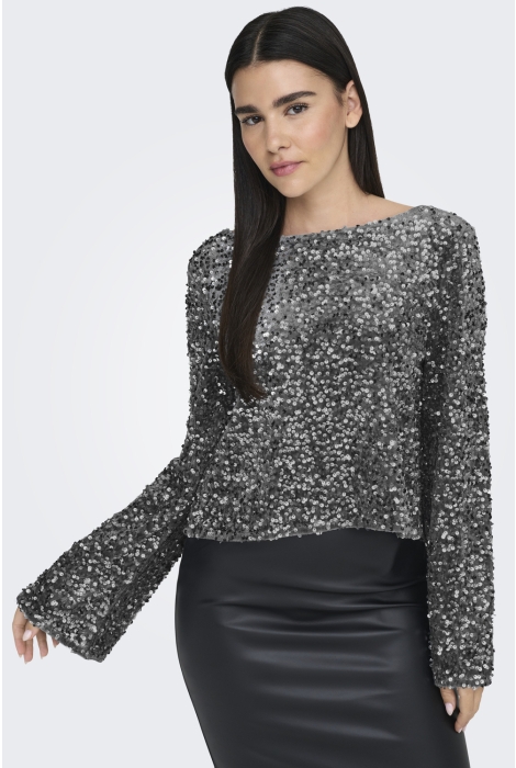 Jacqueline de Yong jdysara l/s bow sequins top jrs