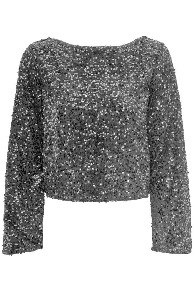 JDYSARA L/S BOW SEQUINS TOP JRS 15337655 Silver/BLACK BOW