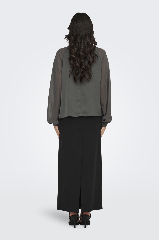 JDYURBA L/S KNOT DETAIL TOP WVN 15308467 GUNMETAL