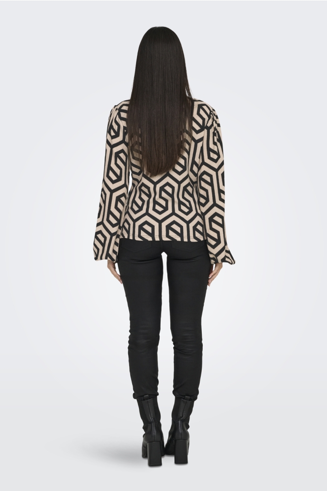 JDYJULIA L/S KNOT TOP JRS 15310880 EGGNOG/MAXI GRAFI