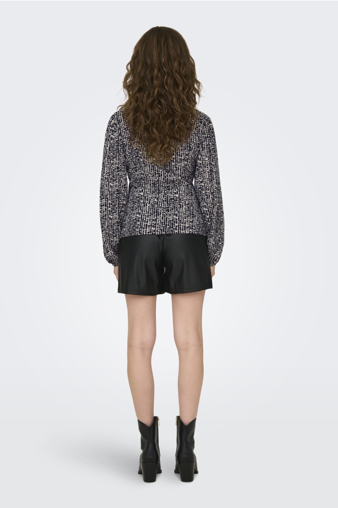 JDYJULIA L/S KNOT TOP JRS 15310880 EGGNOG/MINI ABSTR