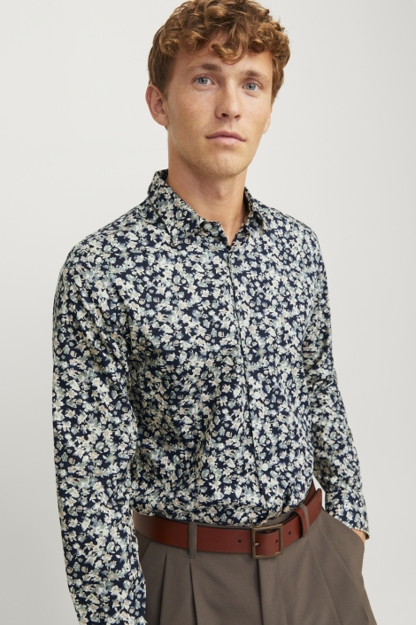 Jack & Jones jprblaleeds print dobby l/s shirt l