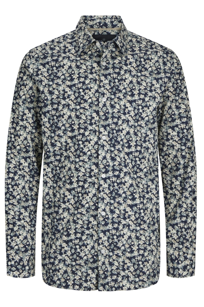 JPRBLALEEDS PRINT DOBBY L/S SHIRT L 12268132 TIDAL FOAM/COMFORT FI