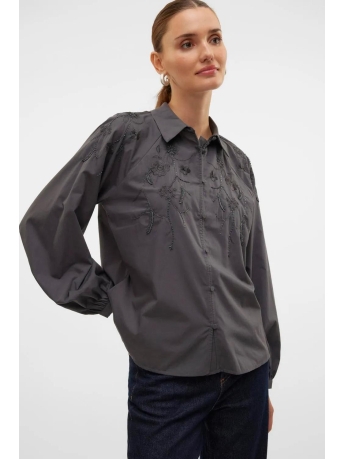 Vero Moda Blouse VMCHRISTINE LS EMB SHIRT WVN 10317563 Asphalt