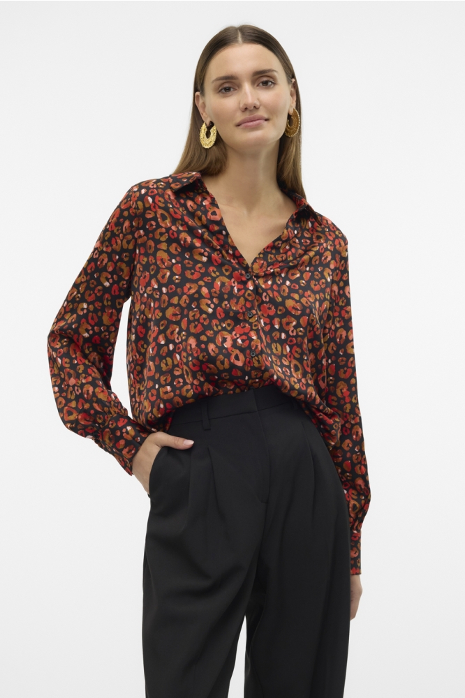 VMRUBIA L/S SHIRT WVN BTQ GA 10320035 Fire Whirl/Rubia