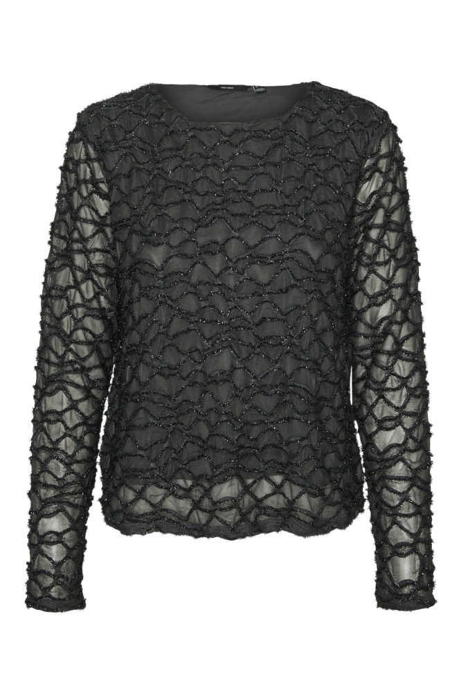 VMELGA LS SHORT BOATNECK GLITTER TO 10317053 Asphalt/3D lurex