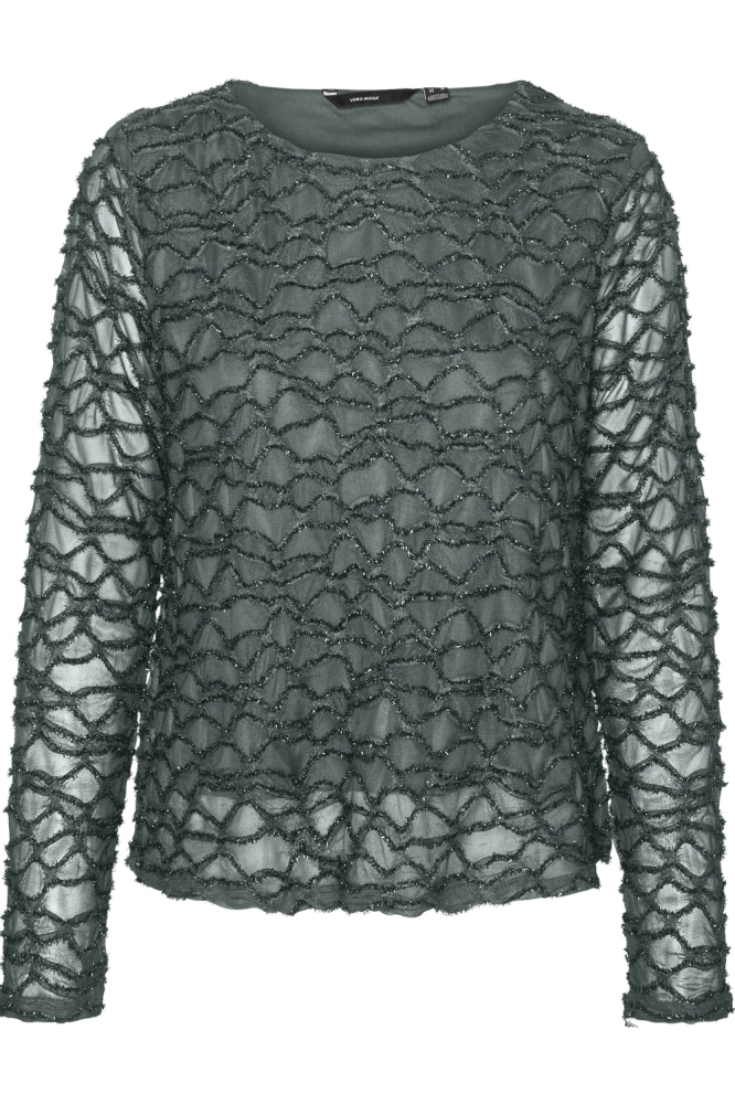 VMELGA LS SHORT BOATNECK GLITTER TO 10317053 Balsam Green/3D lurex