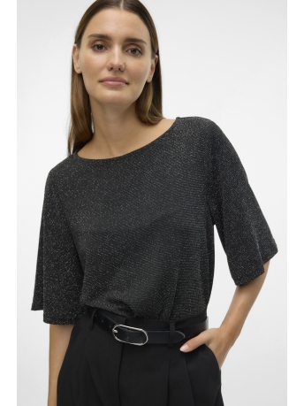 Vero Moda T-shirt VMKANVA 2/4 GLITTER TOP JRS 10296866 Black/SILVER LUREX