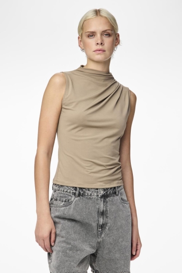 Pieces Top PCMADISON SL DRAPED TOP NOOS BC 17151143 TAUPE GRAY