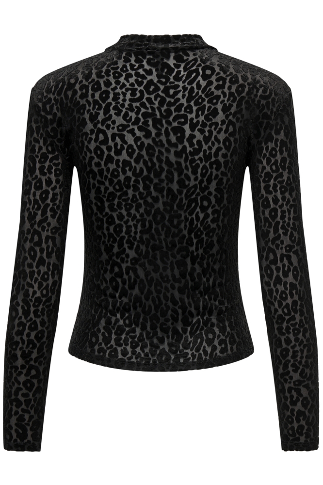 ONLELIANA L/S HIGHNECK TOP BOX JRS 15337473 BLACK/LEO BURNOUT