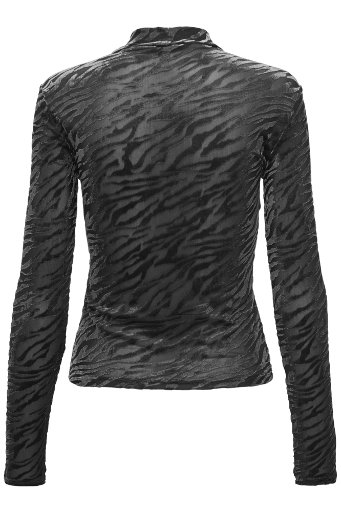 ONLELIANA L/S HIGHNECK TOP BOX JRS 15337473 BLACK/ TIGER BURNOUT