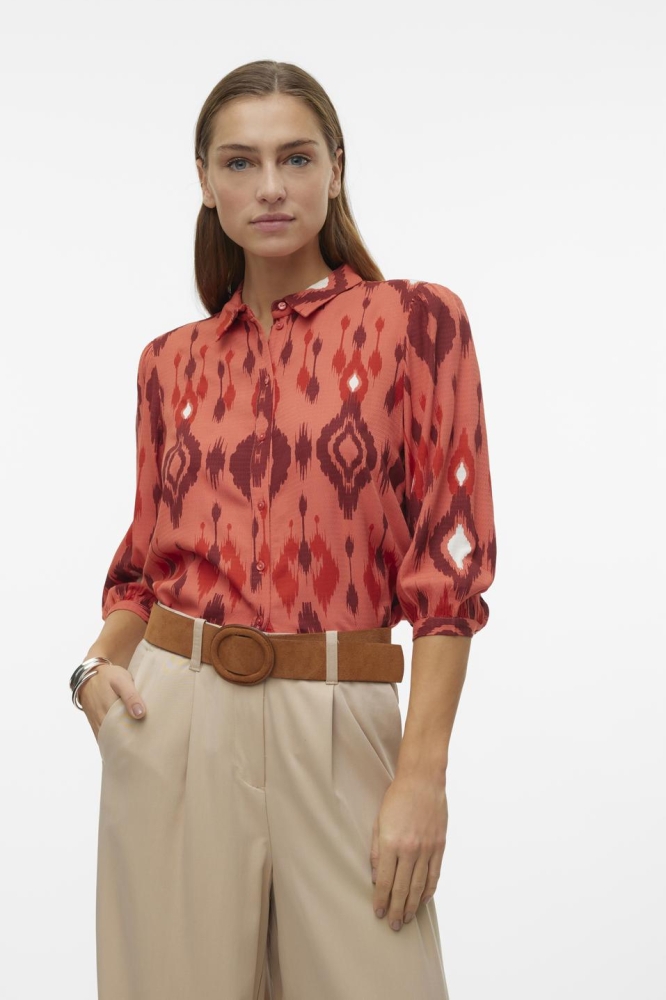 VMMILLE 3/4 SHIRT WVN BTQ GA 10312666 Burnt Sienna/MILLE