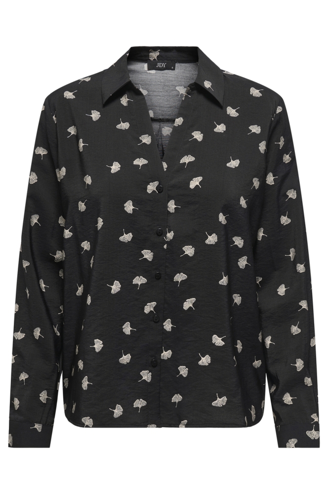 JDYCAMILLE L/S LOOSE V-NECK SHIRT W 15339012 Black/W. PEYOTE LEAVES