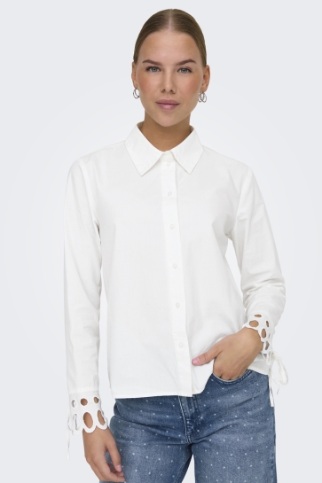 Jacqueline de Yong Blouse JDYMIMI L/S CUTOUT SHIRT WVN 15345329 WHITE