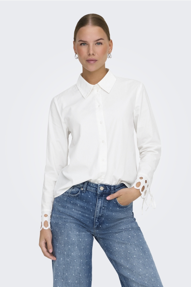 JDYMIMI L/S CUTOUT SHIRT WVN 15345329 WHITE