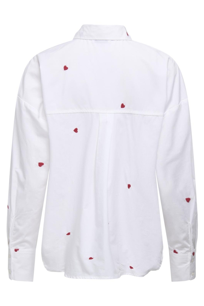 JDYNELLY L/S LOOSE SHIRT WVN 15330490 White/HEART EMBR