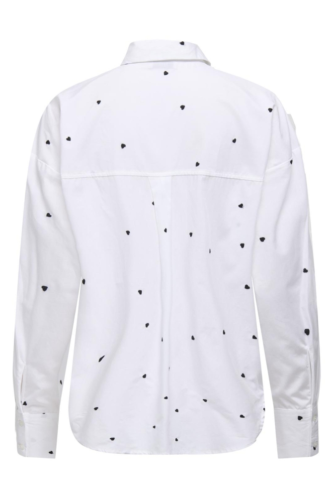 JDYNELLY L/S LOOSE SHIRT WVN 15330490 White/BLACK HEART