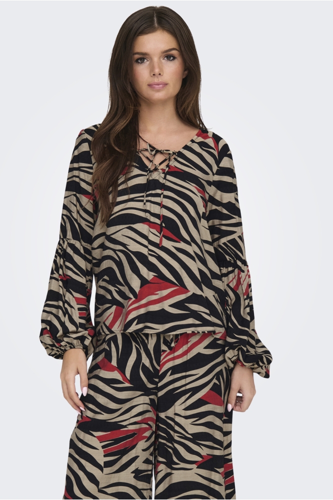 JDYPHILIPPA L/S TOP WVN 15338391 BLACK/BOSSA NOVA