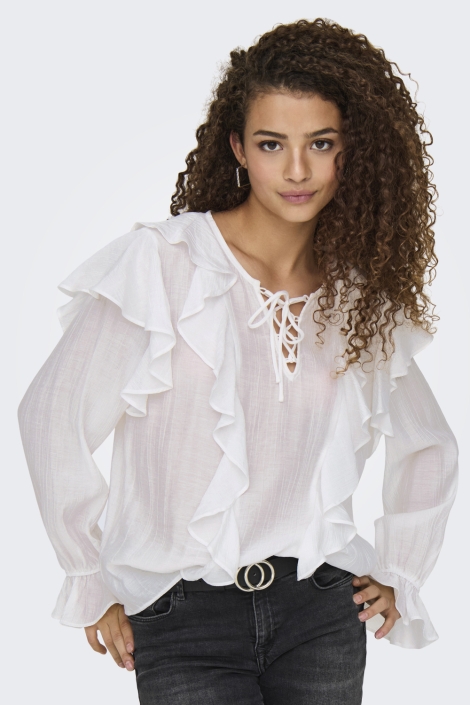 Jacqueline de Yong jdybeth l/s frill top wvn