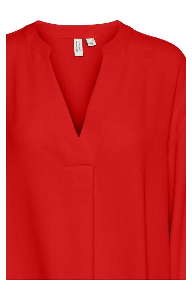 VMVALERIE L/S V-NECK TOP WVN BTQ GA 10323115 Fiery Red