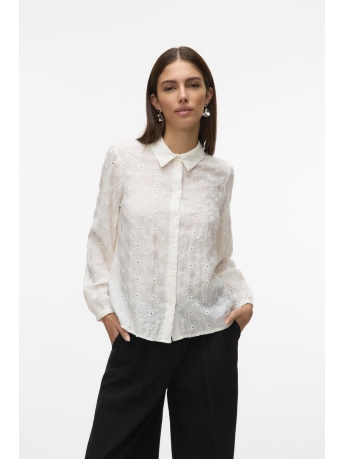 Vero Moda Blouse VMVANESSA L/S EMB. SHIRT WVN BTQ 10321126 SNOW WHITE