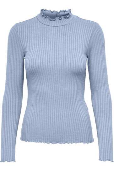 Jacqueline de Yong T-shirt JDYFRANSISKA L/S HIGHNECK TOP JRS N 15228065 Kentucky Blue