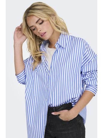 Jacqueline de Yong Blouse JDYVESPER L/S LOOSE STRIPED SHIRT W 15338857 CLOUD DANCER/CORNFLOWER