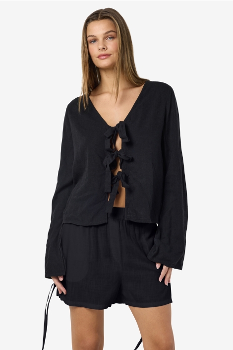 Noisy may nmleilani l/s v-neck tie blouse wvn