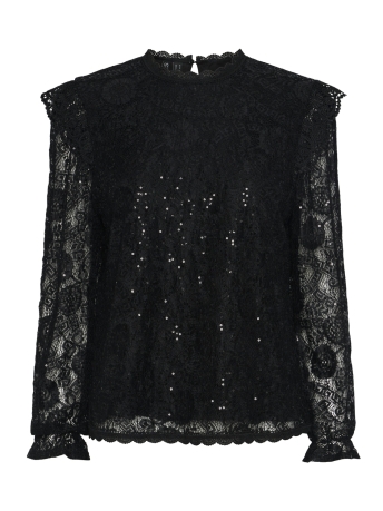 Pieces Blouse PCOLLINE LS LACE SEQUINS TOP NOOS 17151586 BLACK