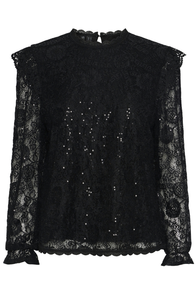 PCOLLINE LS LACE SEQUINS TOP NOOS 17151586 BLACK