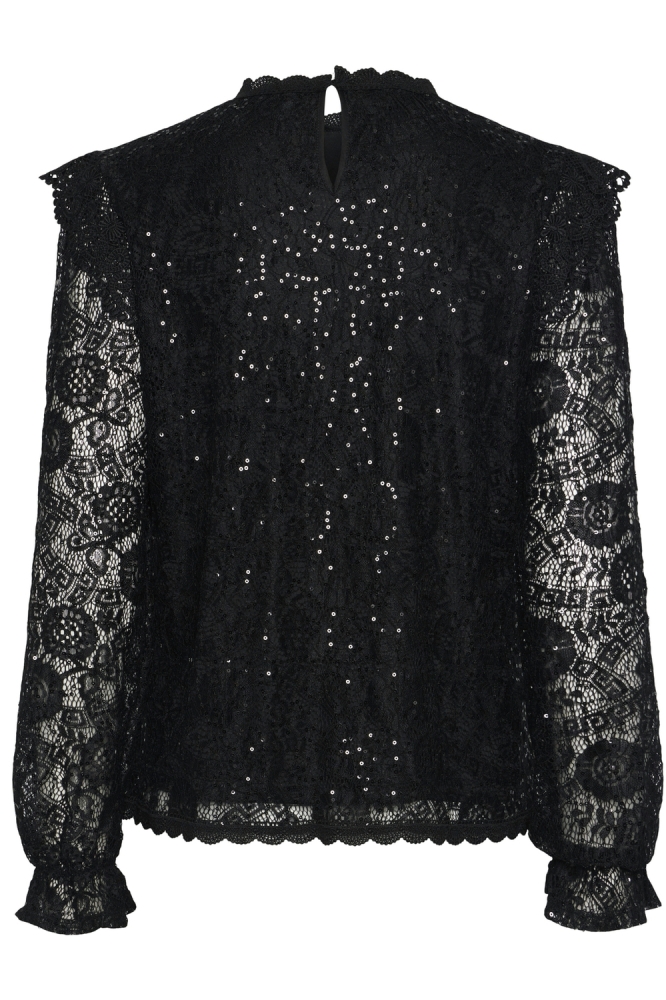 PCOLLINE LS LACE SEQUINS TOP NOOS 17151586 BLACK