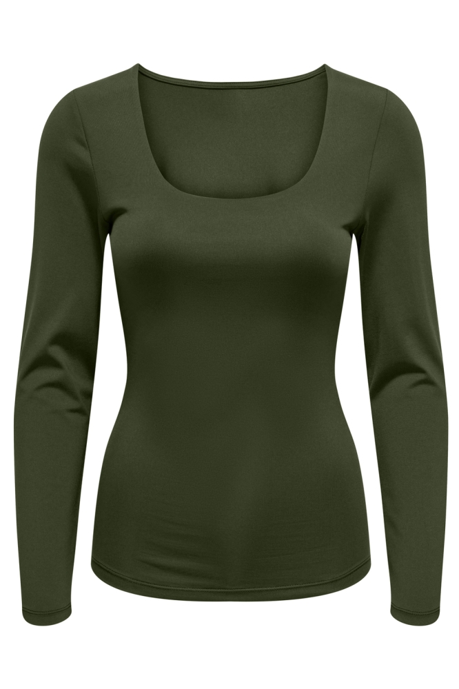 ONLEA L/S 2-WAY DEEP NECK TOP JRS N 15302647 RIFLE GREEN