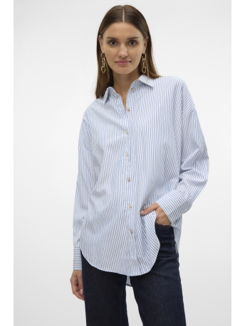 Vero Moda Blouse VMNORA LS OVERSIZE SHIRT WVN GA NOO 10319825 BRIGHT WHITE/NOK BLUE J