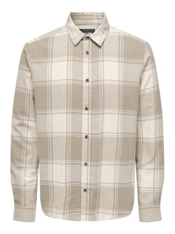 Only & Sons Overhemd ONSGUDMUND LS CHECKED SHIRT NOOS 22007112 Antique White