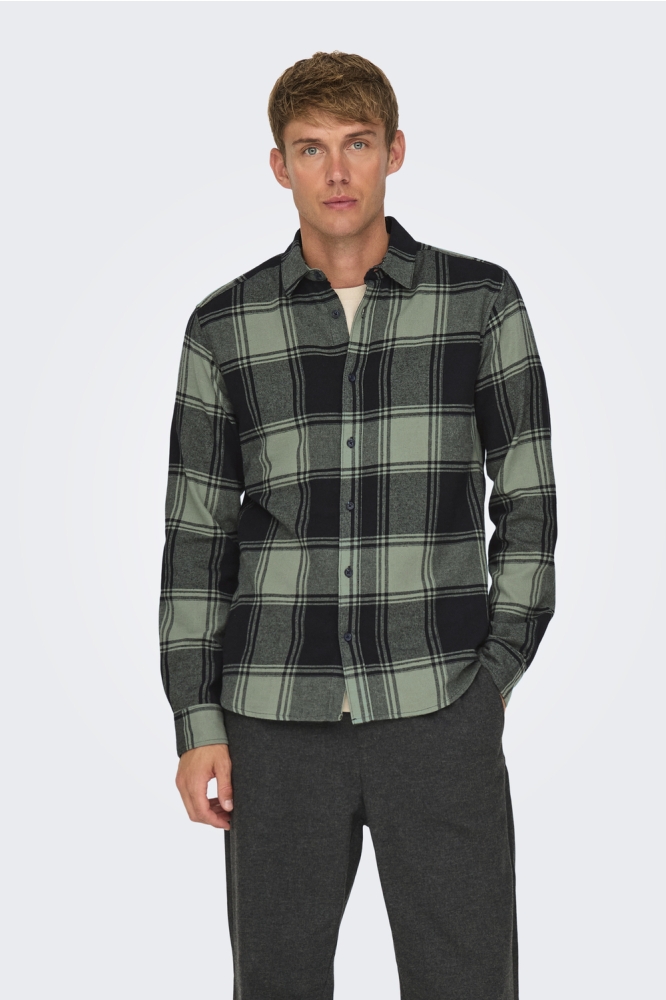 ONSGUDMUND LS CHECKED SHIRT NOOS 22007112 Black/BIG SEA SP